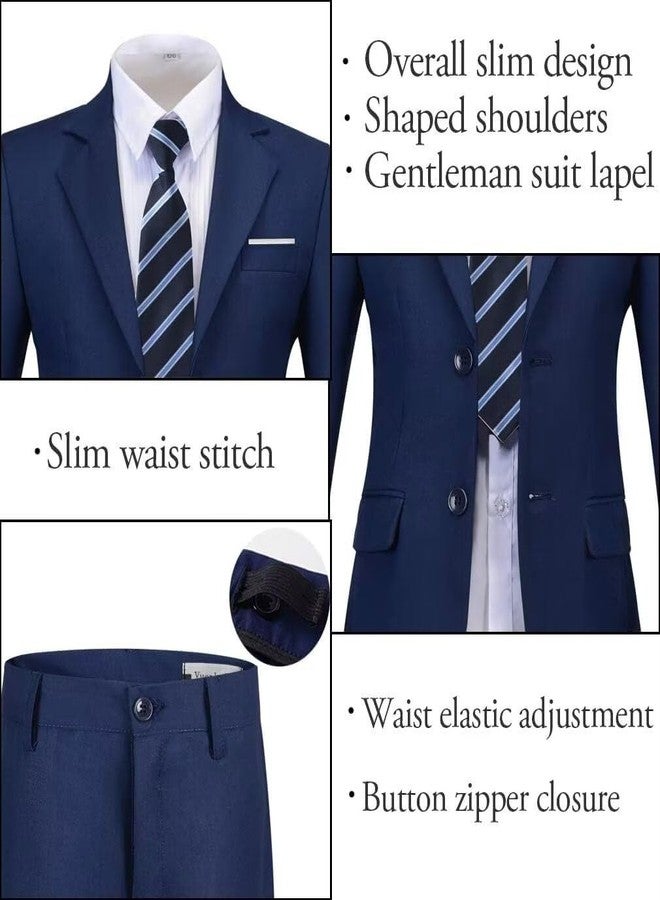 SaiLiiny Toddler Boys Suits Size 8 Navy Blue Kids Ring Bearer Outfits for Boy - Image 4